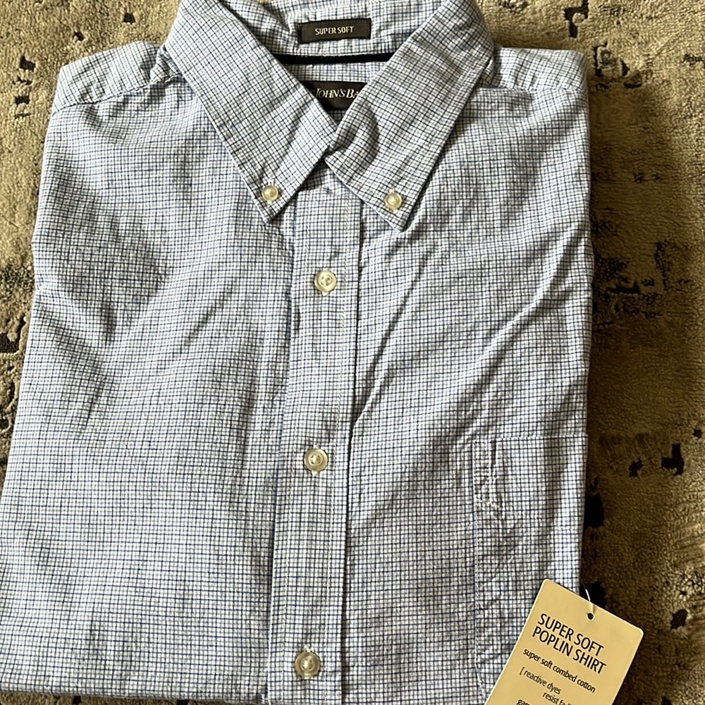 St John’s Bay Blue Checked Long Sleeve 100% Cotton